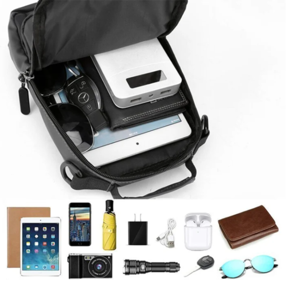 Waterproof Single Shoulder Backpack with USB - Image 11