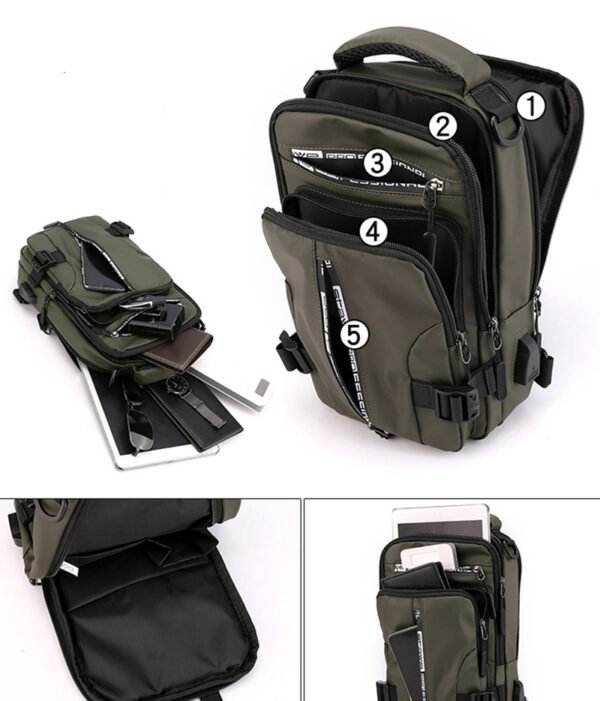 Waterproof Single Shoulder Backpack with USB - Image 20